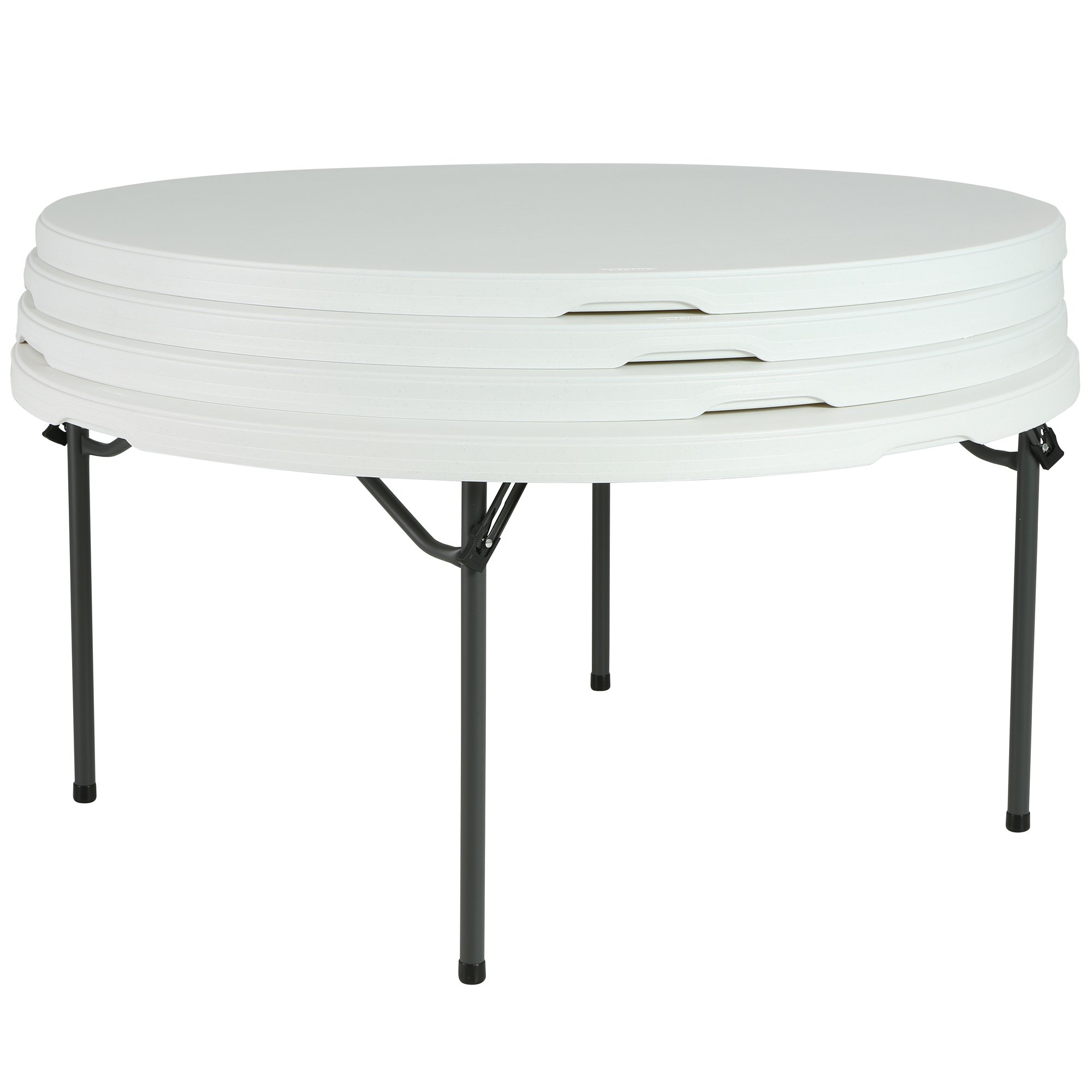 480301 Lifetime 5 Foot Stacking Round Tables 4-Pack White-1