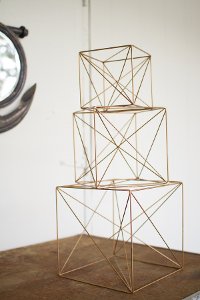 6 Inch Gold Antique Wire Cube