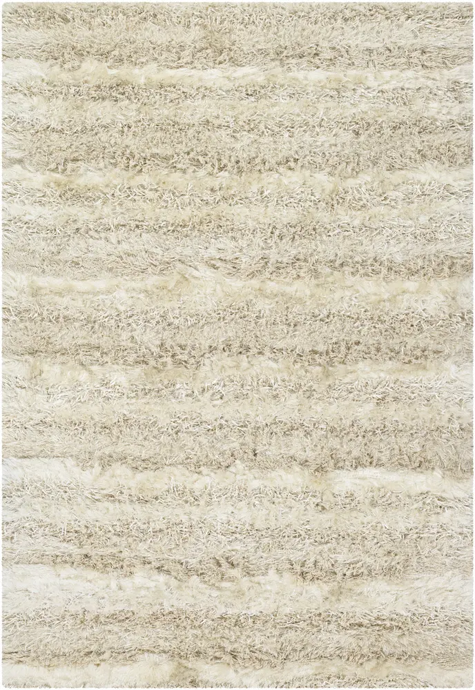 5 x 8 Medium Contemporary Cream and Beige Shag Rug - Kapaa-1