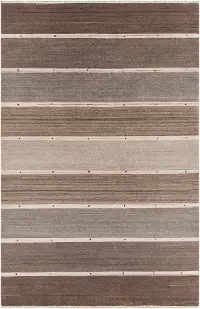 5 x 8 Medium Narrow Striped Brown and Beige Area Rug - Elantra