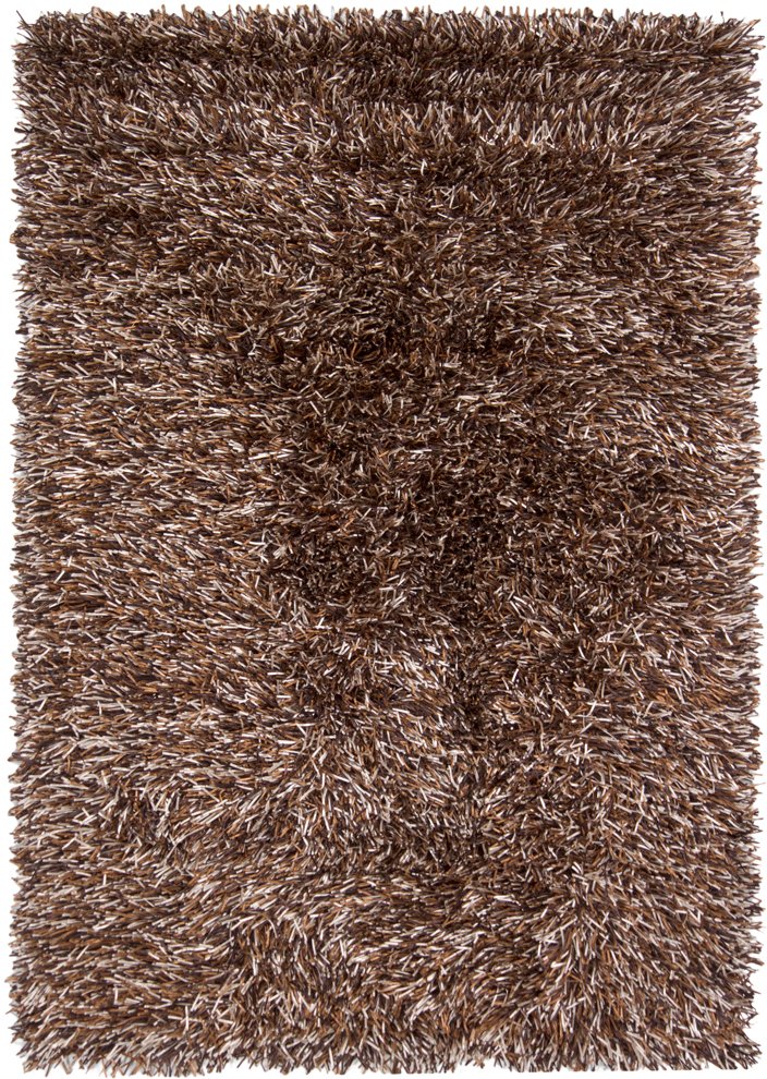 5 x 8 Medium Contemporary Brown and Beige Shag Rug - Iris-1