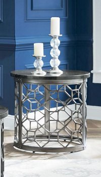 Stone Top Round End Table-2