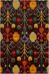5 x 8 Medium Contemporary Brown, Red and Yellow Area Rug - Rupec