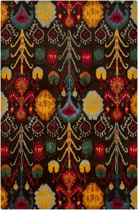 5 x 8 Medium Contemporary Brown, Red and Yellow Area Rug - Rupec