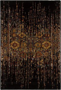 8 x 11 Large Contemporary Black and Gold Area Rug - Spring