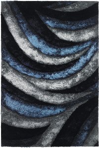 8 x 11 Large Contemporary Gray and Navy Blue Rug - Flemish
