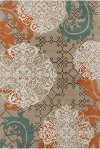 5 x 8 Medium Contemporary Beige and Orange Area Rug - Stella