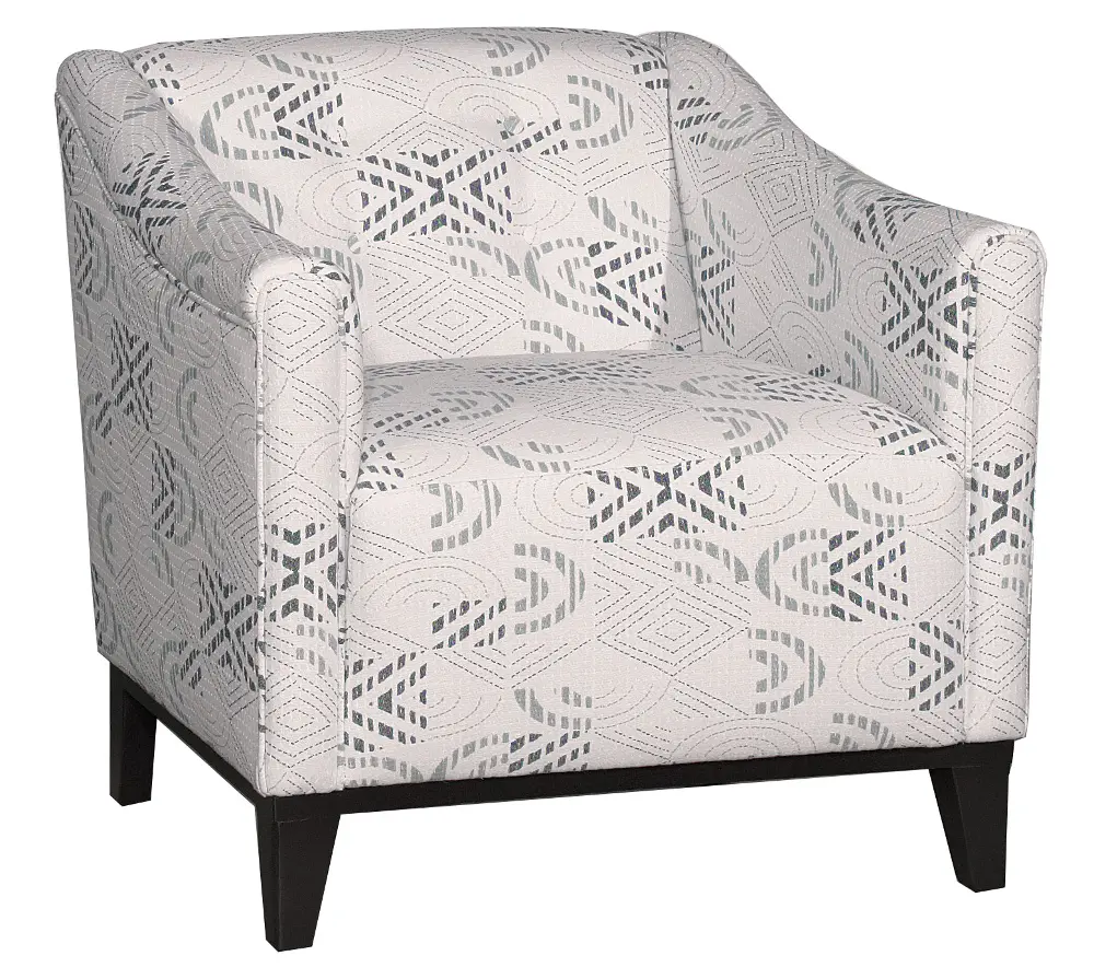 085-57/ARCADEHAZE/CH Simone White Geometric Upholstered Contemporary Accent Chair-1