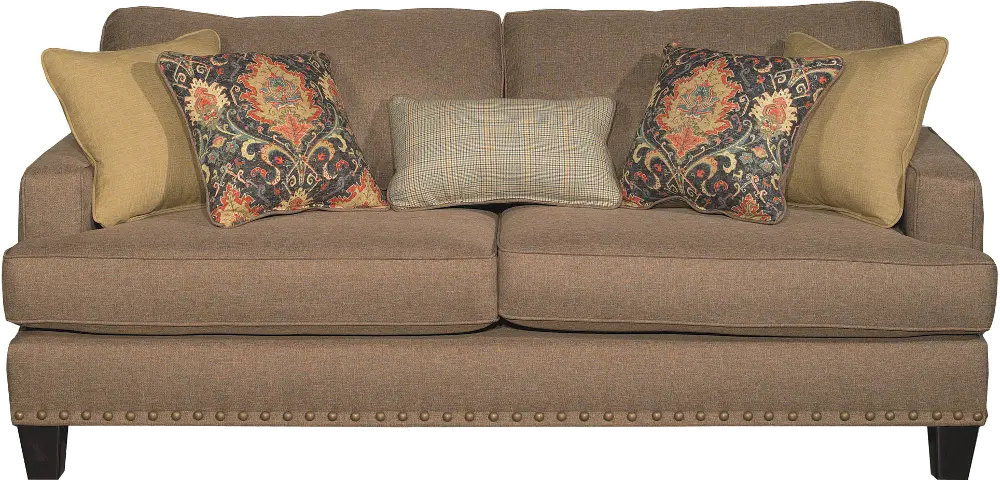 Maxwell Pecan Brown Upholstered Casual Traditional Sofa-1