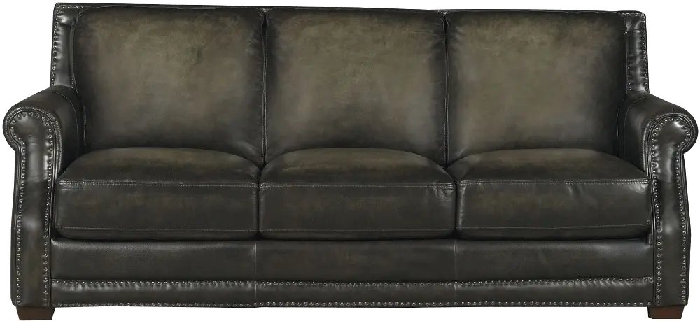 Modern Classic Charcoal Leather Sofa - Fusion-1