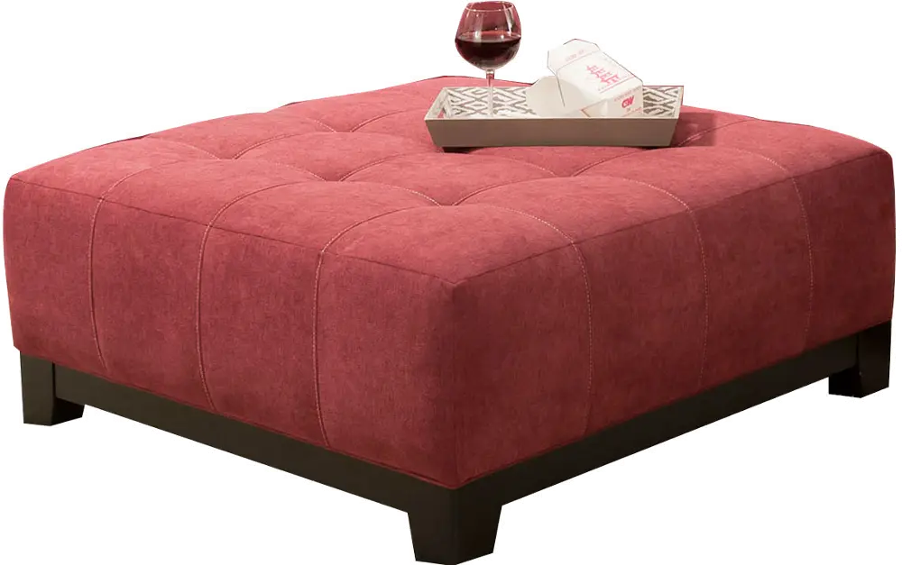 Casual Contemporary Red Cocktail Ottoman - Loxley-1