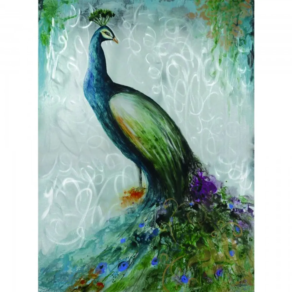 Hand Painted Confident Peacock Canvas Wall Art-1