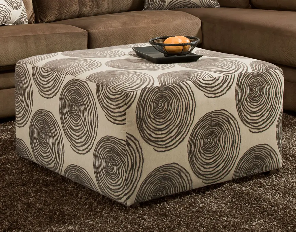 Swirl Chocolate Brown Contemporary Ottoman - Knockout-1