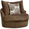 Knockout Brown Upholstered Contemporary Swivel Chair