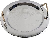 Marina Round Polished Stainless Steel Tray with Rope Handles