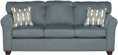 Casual Contemporary Blue Sofa - Wall St.