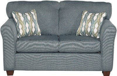 Casual Contemporary Blue Loveseat - Wall St.