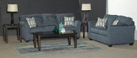 Contemporary Blue 7 Piece Living Room Set - Wall St.