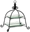 21 Inch Metal and Glass 2-Tier Tray