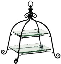 21 Inch Metal and Glass 2-Tier Tray