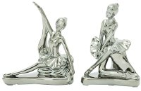 7 Inch Ceramic Silver Dancer Bookend Pair