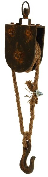 25 Inch Metal & Rope Block Tackle