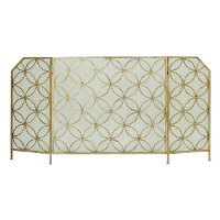 34 Inch Metal Tri-Fold Fireplace Screen