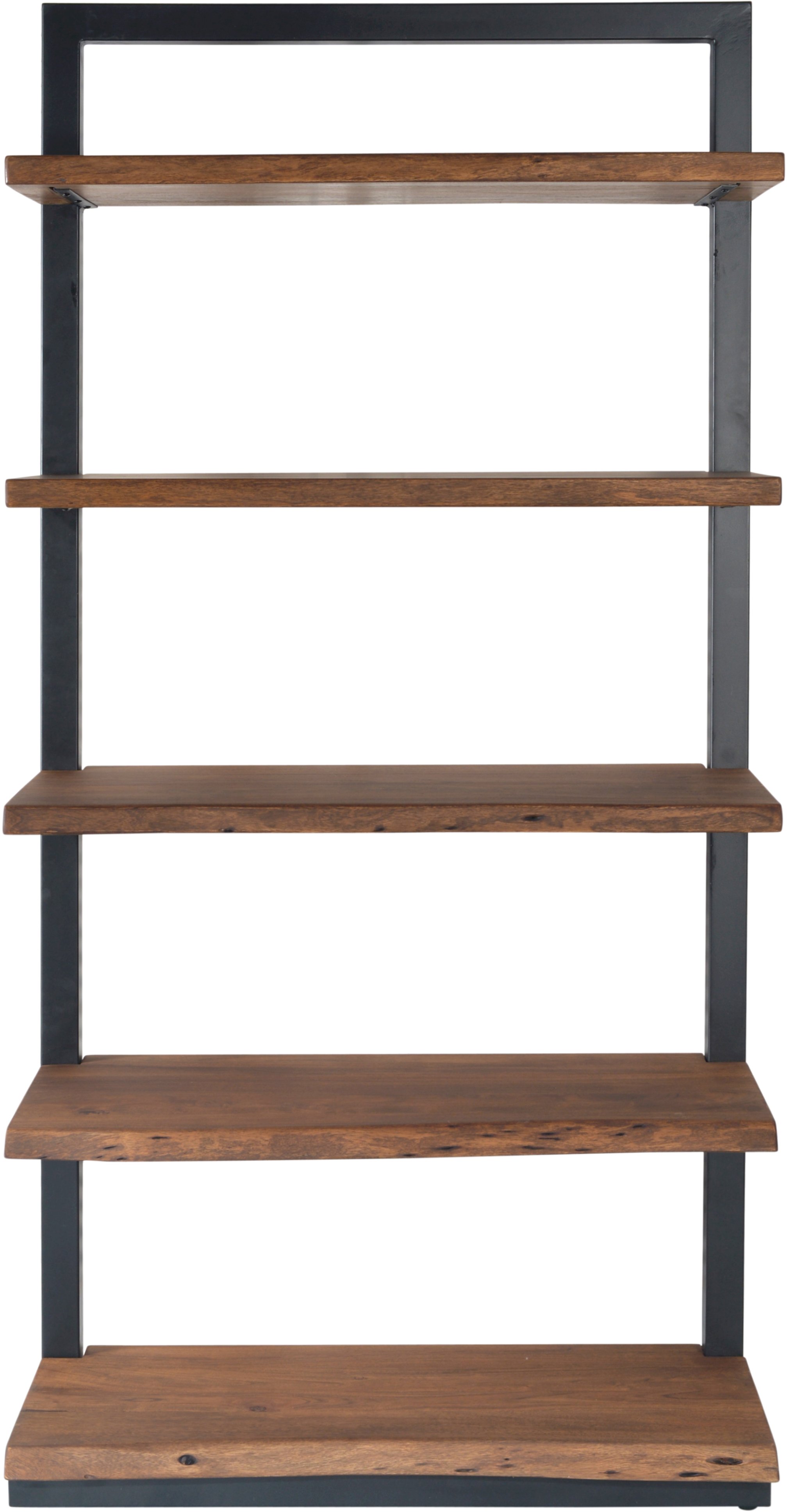 Light Brown and Dark Iron Edge Plank 5 Shelf Bookcase-1