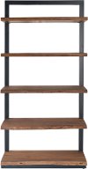 Light Brown and Dark Iron Edge Plank 5 Shelf Bookcase