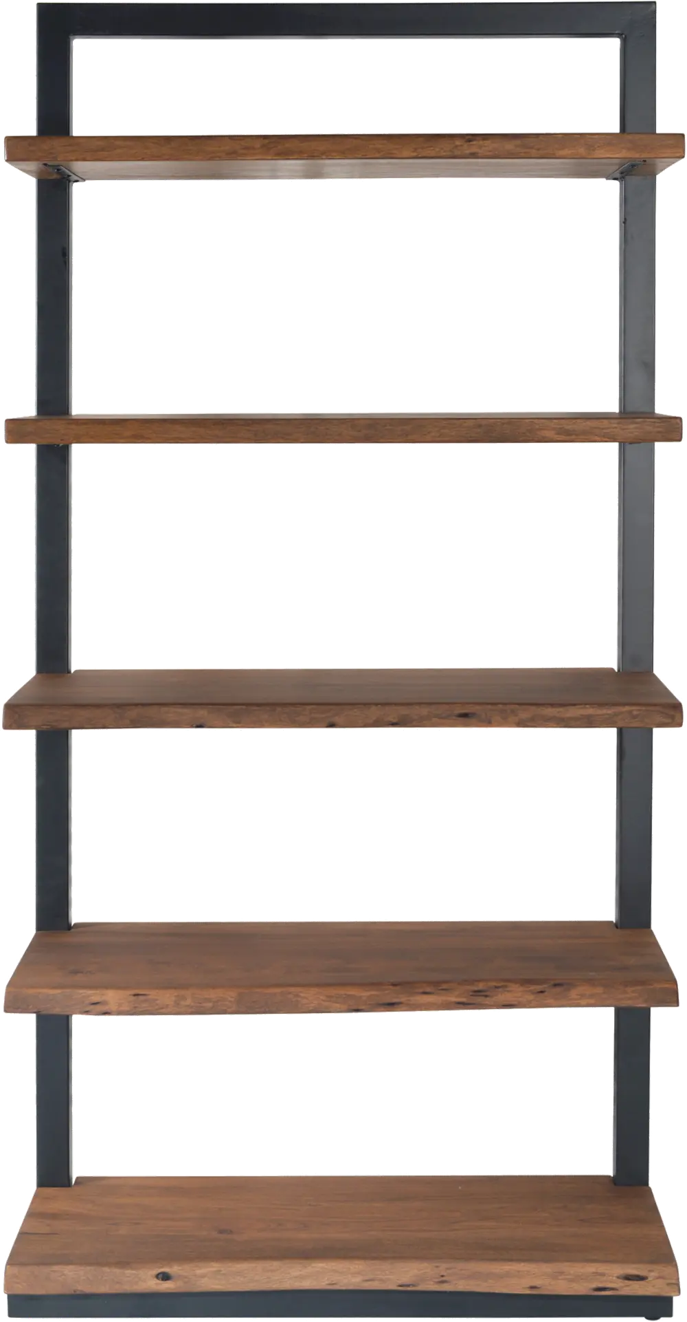 79722/EDGE/5SHELVS Light Brown and Dark Iron Edge Plank 5 Shelf Bookcase-1