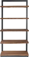 79722 Light Brown and Dark Iron Edge Plank 5 Shelf Bookcase