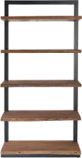79722 Light Brown and Dark Iron Edge Plank 5 Shelf Bookcase