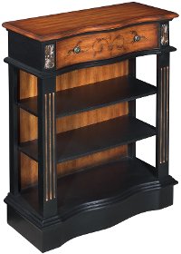 Black and Pecan 1 Drawer Bookcase with 3 Open Shelves