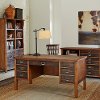 Hickory Half Pedestal Wood Desk - Heritage Oak