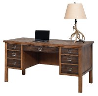 Hickory Half Pedestal Wood Desk - Heritage-2