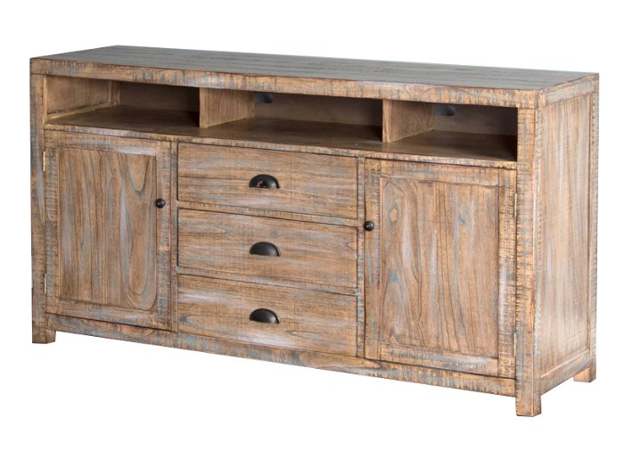 66 Inch Weathered Brown TV Stand - Brenton