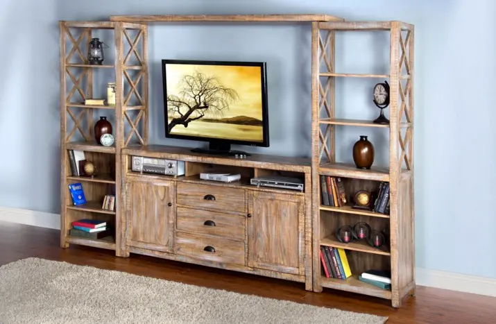 Brenton Weathered Brown 4 Piece Rustic Entertainment Center-1
