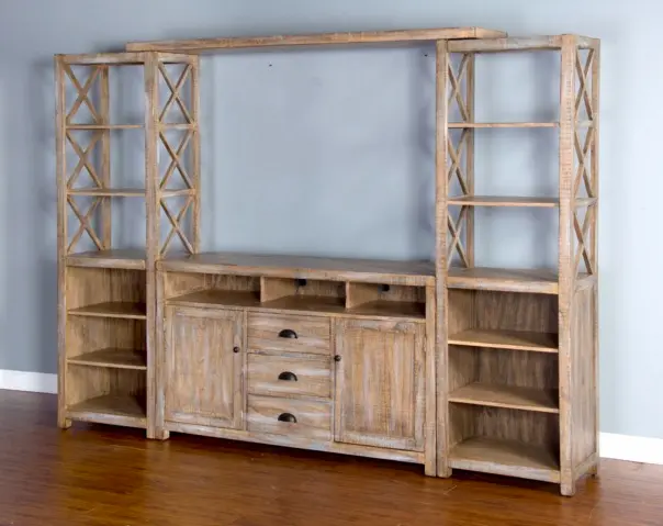 Brenton Weathered Brown 4 Piece Rustic Entertainment Center-2