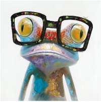 Smart Frog with Glasses Canvas Wall Decor