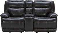 Blackberry Leather-Match Power Glider Reclining Loveseat - K-Motion