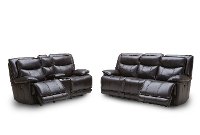 Blackberry Leather-Match Power Reclining Living Room Set - K-Motion
