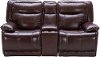 Burgundy Leather-Match Power Glider Reclining Loveseat - K-Motion