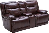 Burgundy Leather-Match Power Glider Reclining Loveseat - K-Motion-3