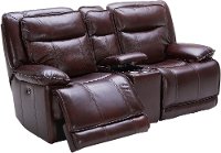 Burgundy Leather-Match Power Glider Reclining Loveseat - K-Motion-4
