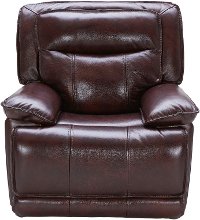 Burgundy Leather-Match Power Recliner - K-Motion