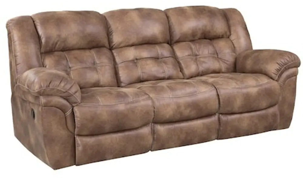 Brandy Brown Manual Reclining Sofa - Frontier-1
