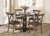 Clearance Chestnut 5 Piece Round Dining Set - Transitional Braxton Collection