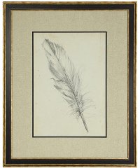 Feather Sketch III Framed Giclee Print Under Glass