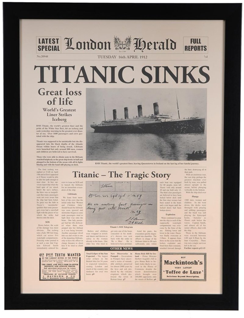 Titanic Sinks Framed Wall Art