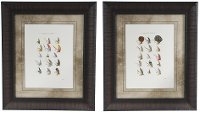 2 Piece Set Trout Flies Framed Wall Art